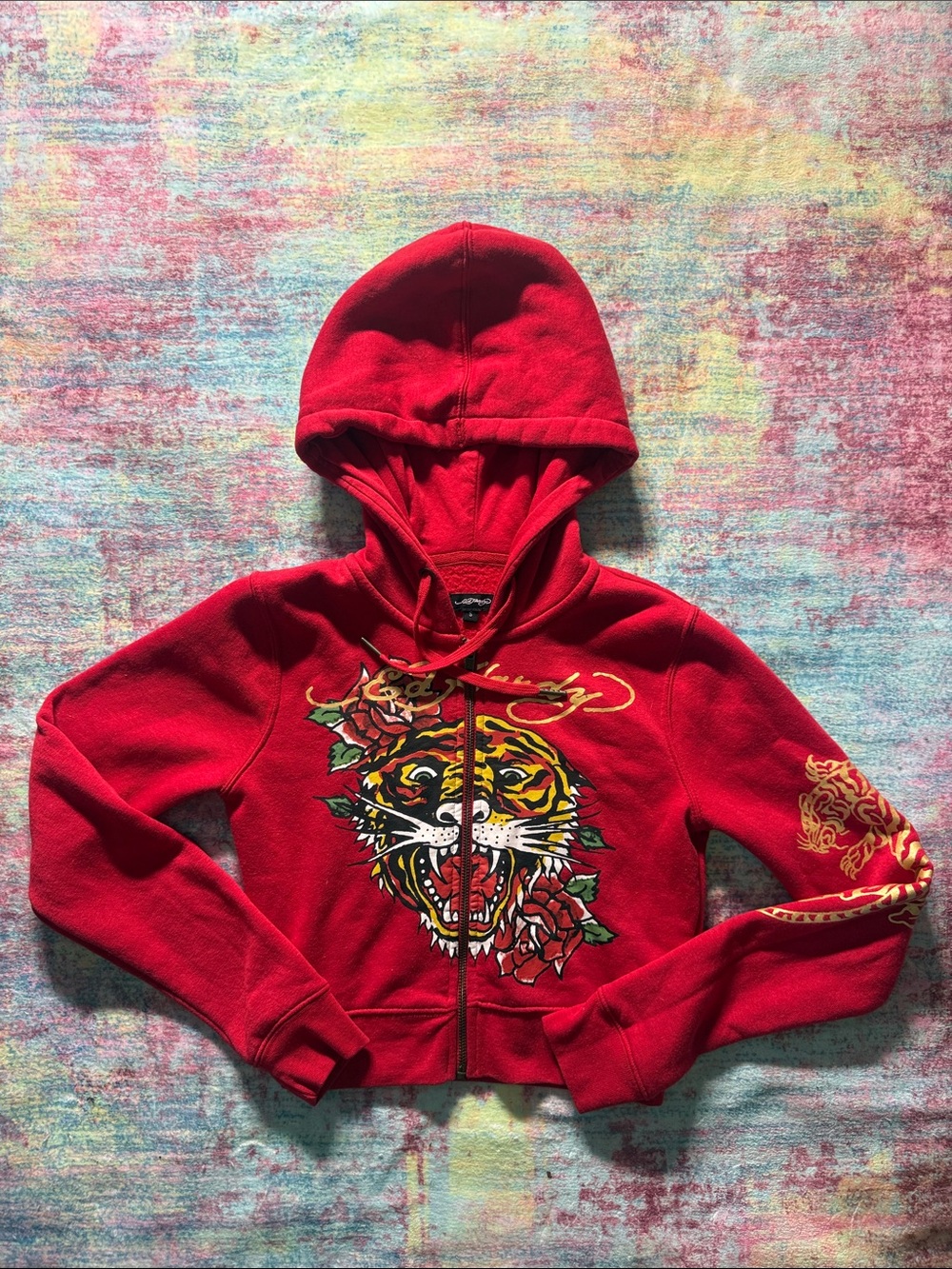Ed Hardy Red Tiger Graphic Hoodie Jacket